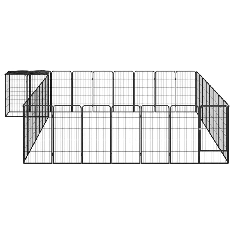 34-Panel Dog Playpen Black 50x100 cm Powder-coated Steel Payday Deals