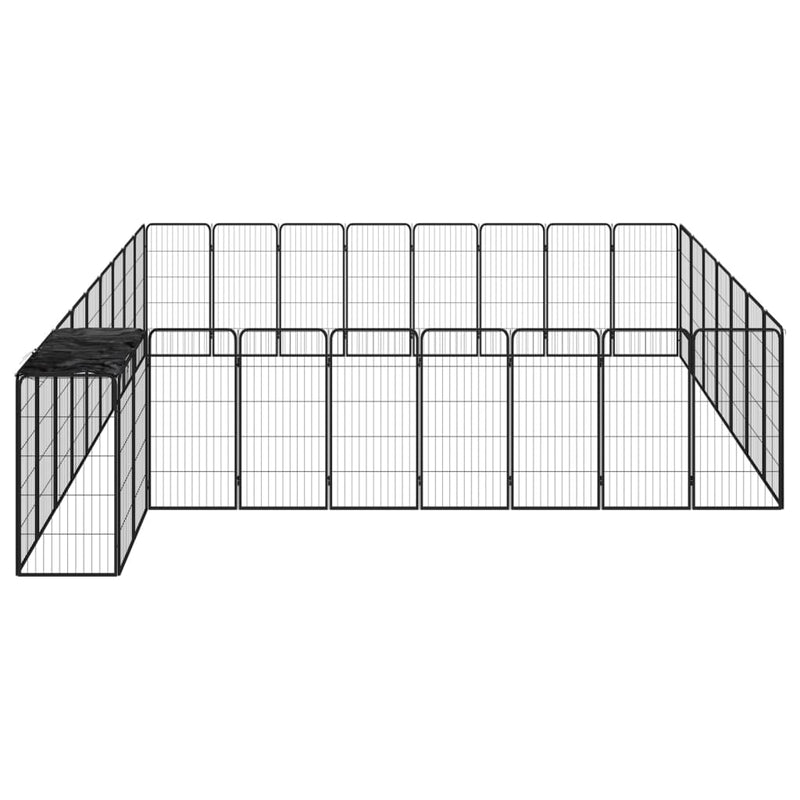 34-Panel Dog Playpen Black 50x100 cm Powder-coated Steel Payday Deals