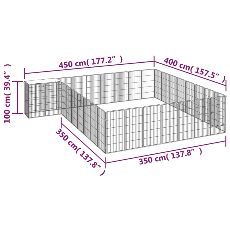 34-Panel Dog Playpen Black 50x100 cm Powder-coated Steel Payday Deals