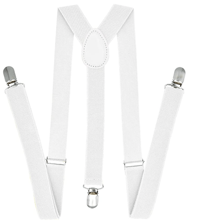 35mm WIDE SUSPENDERS Mens Adjustable Braces Clip On Trouser Elastic Y-Back - White Payday Deals