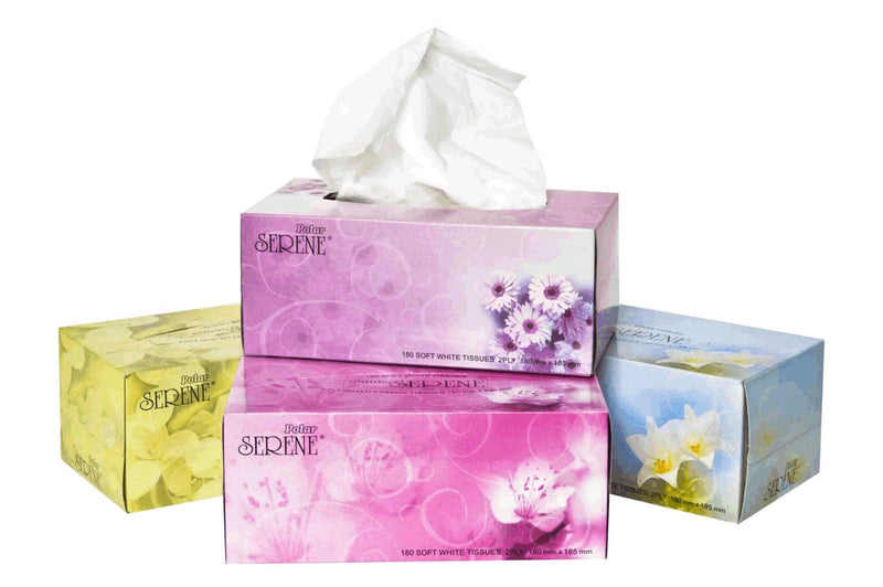 36 Boxes Polar SERENE Facial Tissues 2-Ply Deluxe Extra Soft Bulk 180 Sheets Payday Deals