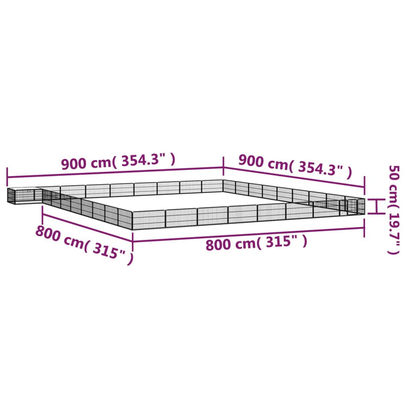 36-Panel Dog Playpen Black 100x50 cm Powder-coated Steel Payday Deals