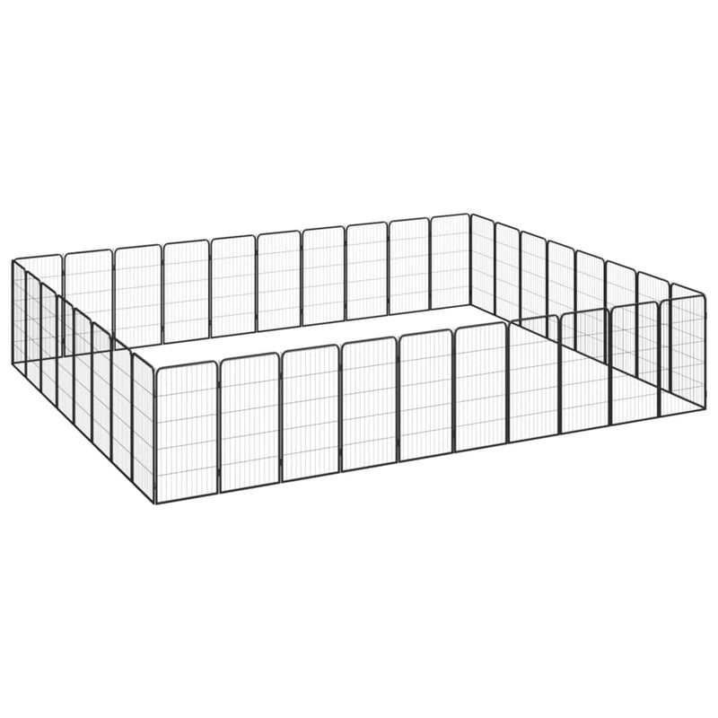 36-Panel Dog Playpen Black 50x100 cm Powder-coated Steel Payday Deals