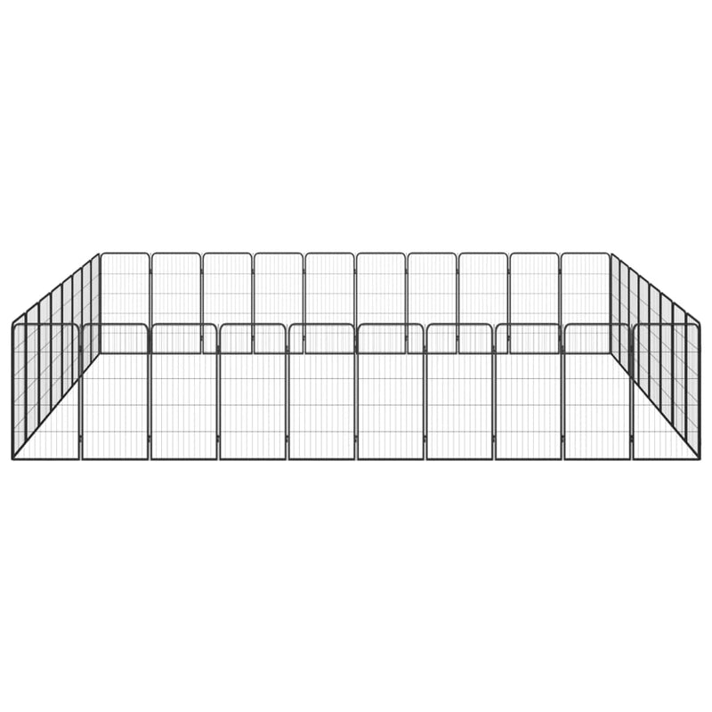 36-Panel Dog Playpen Black 50x100 cm Powder-coated Steel Payday Deals