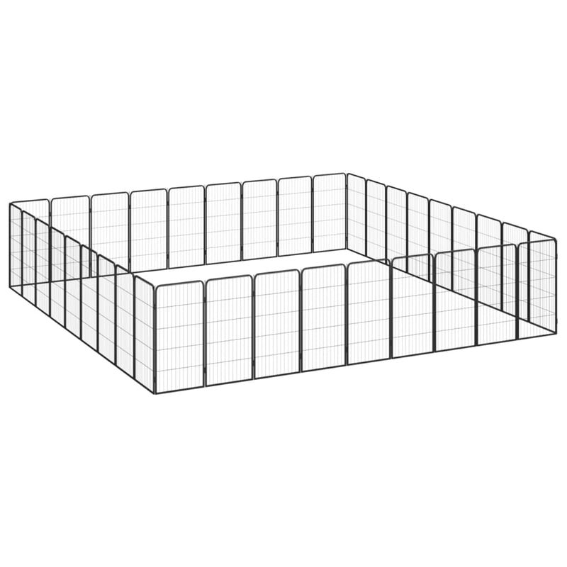 36-Panel Dog Playpen Black 50x100 cm Powder-coated Steel Payday Deals