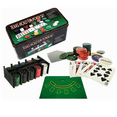 Texas Holdem Poker Set 200 POKER CHIPS with Chip Rack