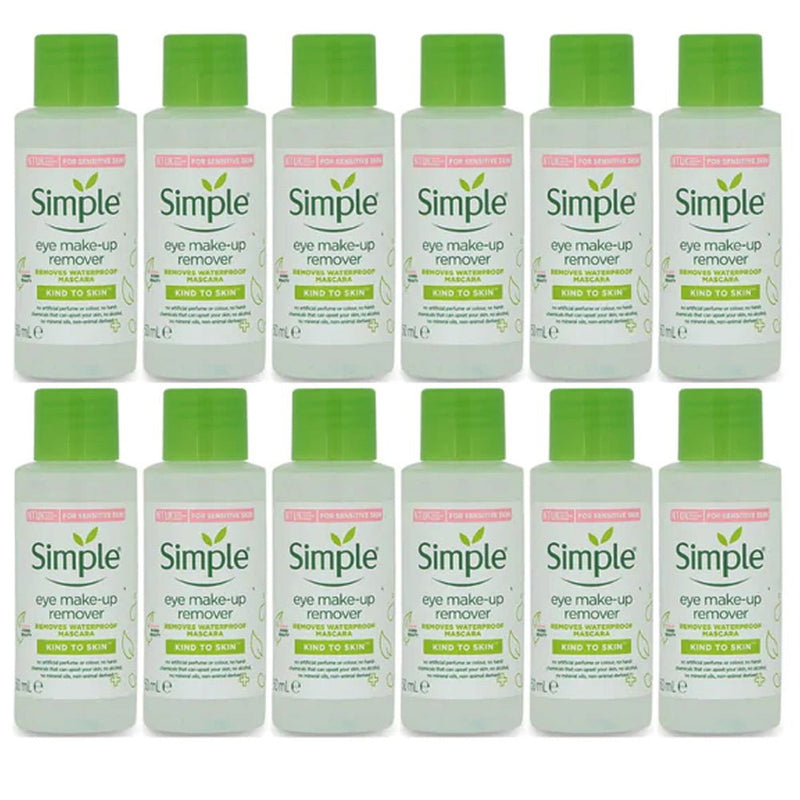 Simple Eye Make Up Remover 50ml Travel Size x 12 Value Pack