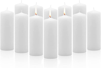 36x Premium Church Candle Pillar Candles White Unscented Lead Free 36Hrs - 5*15cm