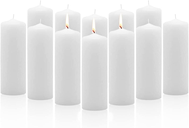 36x Premium Church Candle Pillar Candles White Unscented Lead Free 36Hrs - 5*15cm Payday Deals