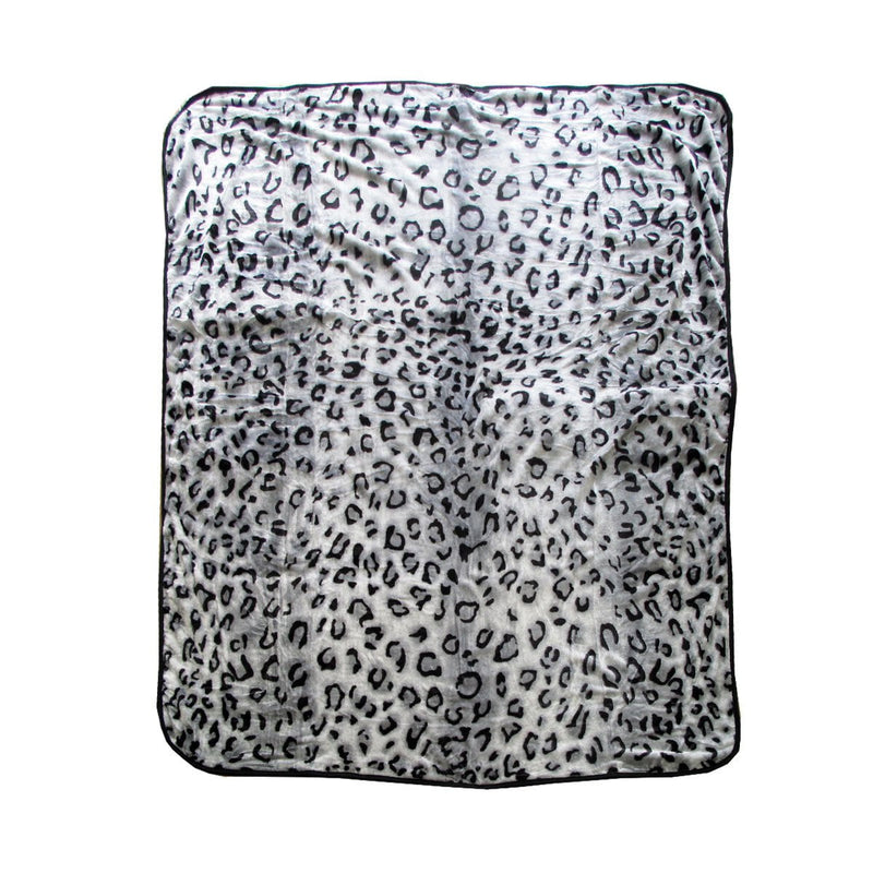 375gsm 1 Ply Animal Print Faux Mink Blanket Queen 200x240 cm Snow Leopard Payday Deals