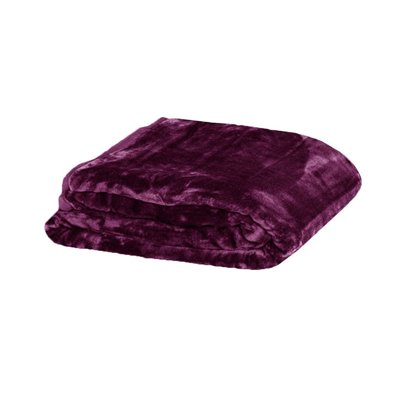 375gsm 1 Ply Solid Faux Mink Blanket Queen 200x240 cm Plum Payday Deals