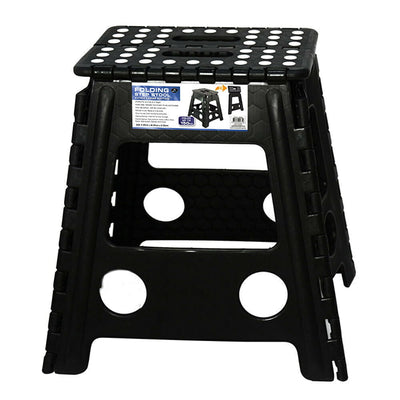 39cm Plastic Folding Step Stool Portable Chair Flat Indoor/Outdoor Home - Black Payday Deals