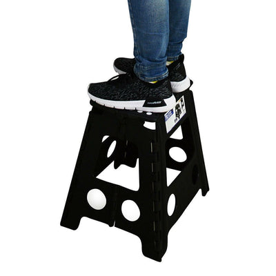 39cm Plastic Folding Step Stool Portable Chair Flat Indoor/Outdoor Home - Black Payday Deals