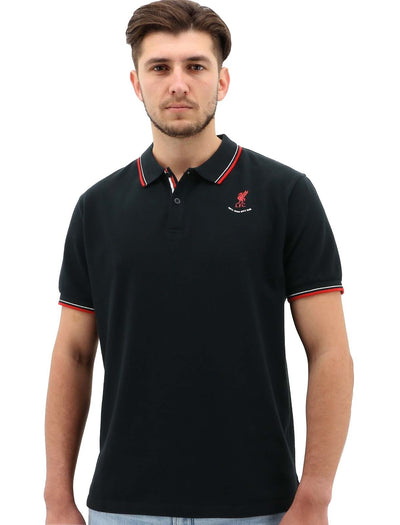 Liverpool FC Mens Polo Shirt LFC Cotton Soccer Football - Black