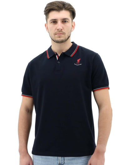 Liverpool FC Mens Polo Shirt Cotton LFC Soccer Football - Navy