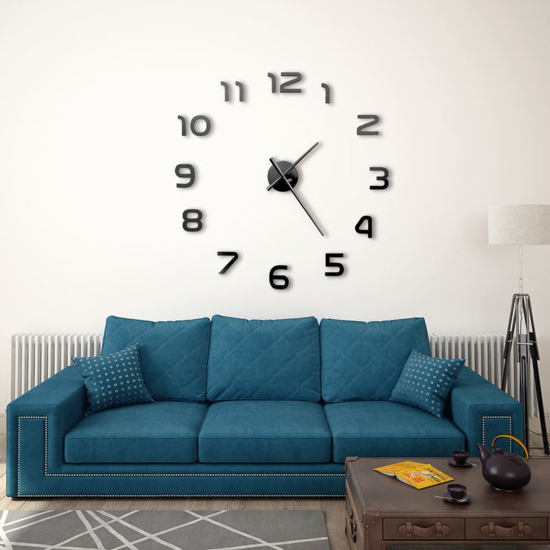 3D Wall Clock Modern Design 100 cm XXL Black Payday Deals