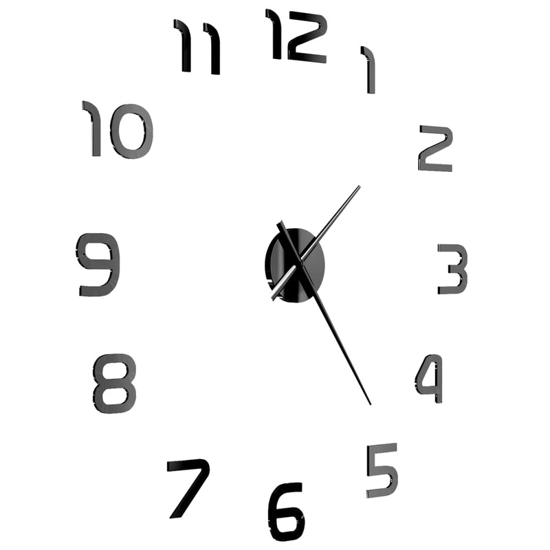 3D Wall Clock Modern Design 100 cm XXL Black Payday Deals