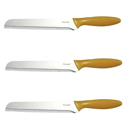 3Pc Set 20.5cm Culinare Bread Knife Stainless Steel Kitchen Chef with Cover Payday Deals