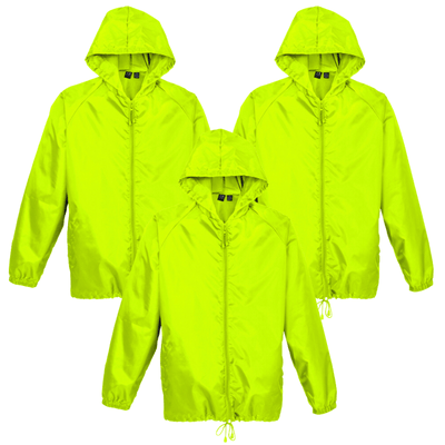 3pc Set Adult Spray Jacket Outdoor Rain Hi Vis Poncho Waterproof - Fluoro Lime Payday Deals