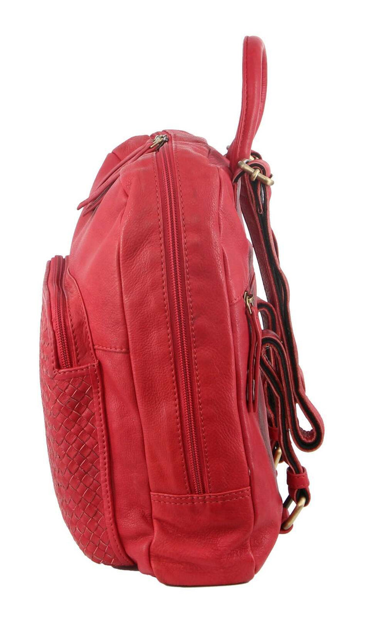 3PC Set Pierre Cardin Womens Woven Leather Cross-Body Bags + Backpack - Red Payday Deals