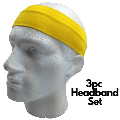 3pc Set Plain Headband Elastic Stretch Sports Yoga Hair Band Unisex Wide Wrap