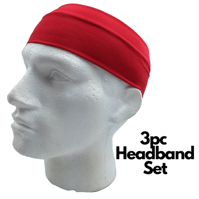 3pc Set Plain Headband Elastic Stretch Sports Yoga Hair Band Unisex Wide Wrap Payday Deals