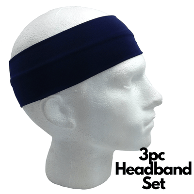 3pc Set Plain Headband Elastic Stretch Sports Yoga Hair Band Unisex Wide Wrap Payday Deals