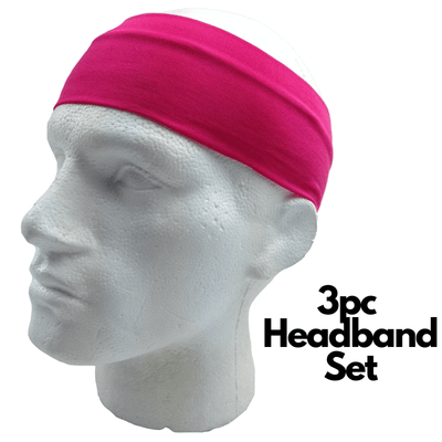 3pc Set Plain Headband Elastic Stretch Sports Yoga Hair Band Unisex Wide Wrap Payday Deals