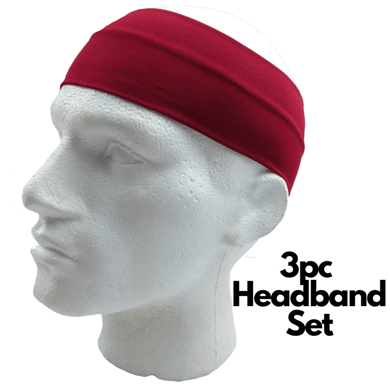 3pc Set Plain Headband Elastic Stretch Sports Yoga Hair Band Unisex Wide Wrap Payday Deals