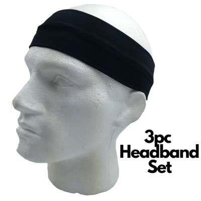 3pc Set Plain Headband Elastic Stretch Sports Yoga Hair Band Unisex Wide Wrap Payday Deals