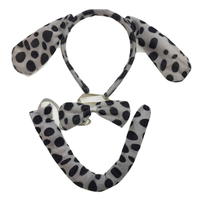 3pcs DOG EAR HEADBAND w Bow Tail Animal Costume Halloween Party Hair Dalmatian Payday Deals