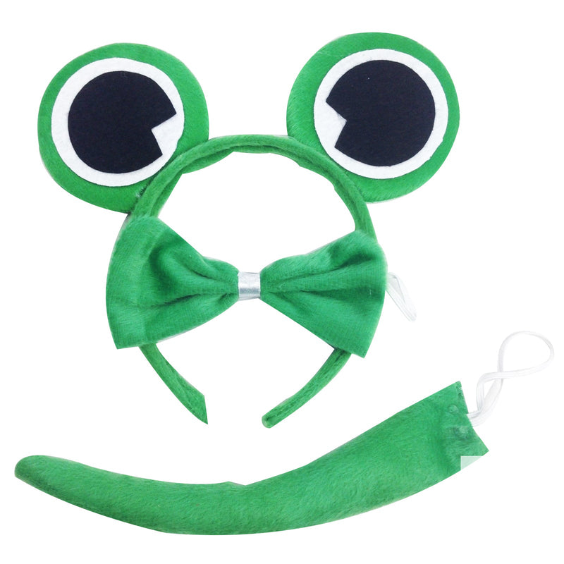 3pcs Set Animal Costume Dress Up Party Bow Tie Tail Ears Book Week - Green Frog Payday Deals