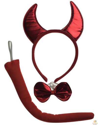 3pcs Set Animal Costume Dress Up Party Bow Tie Tail Ears Book Week - Red Devil Payday Deals