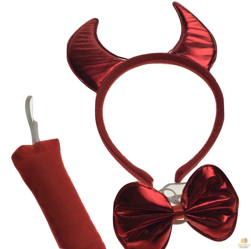 3pcs Set Animal Costume Dress Up Party Bow Tie Tail Ears Book Week - Red Devil Payday Deals