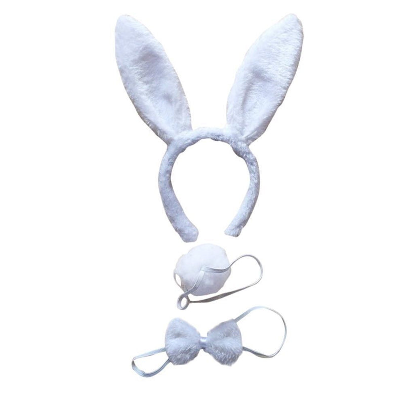 3pcs Set Animal Costume Dress Up Party Bow Tie Tail Ears Book Week - White Rabbit Payday Deals