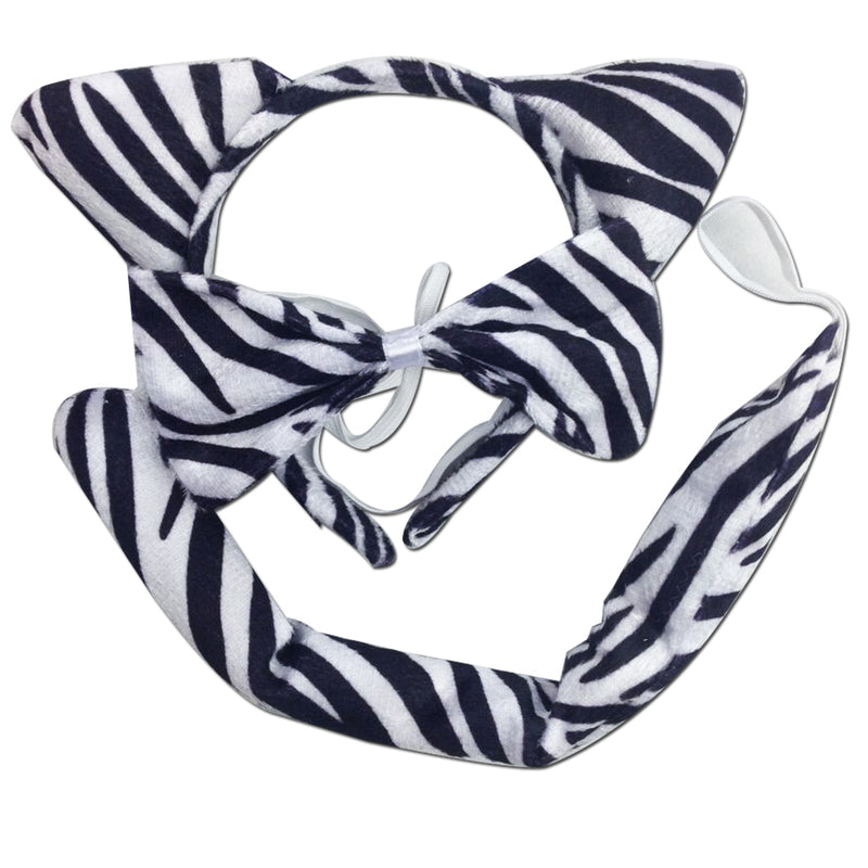 3pcs Set Animal Costume Dress Up Party Bow Tie Tail Ears Book Week - Zebra Payday Deals