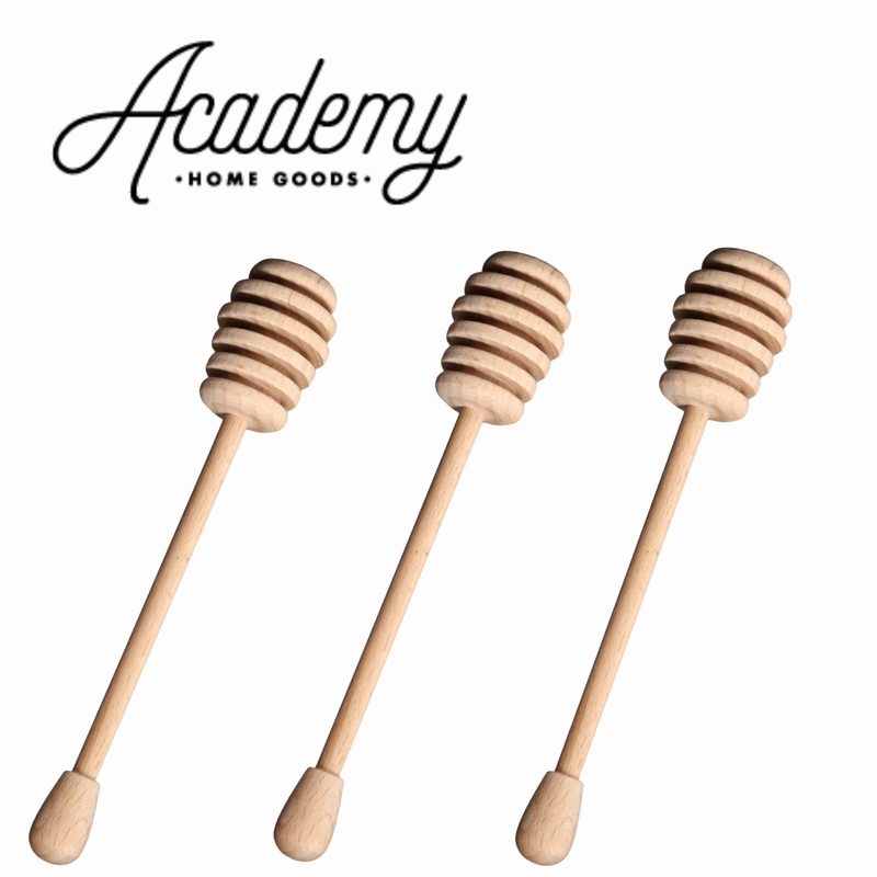 3pk Academy European Beechwood Honey Dipper Wooden Drizzler Dip Stick BULK Payday Deals