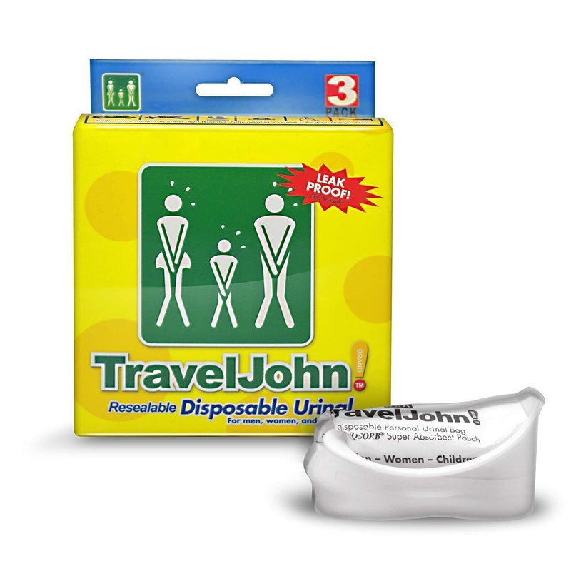 3pk Travel John! Disposable Urinal Resealable Leakproof Hygienic Toilet Odourless Payday Deals