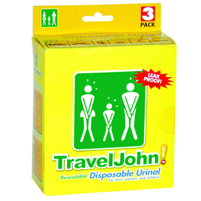 3pk Travel John! Disposable Urinal Resealable Leakproof Hygienic Toilet Odourless Payday Deals