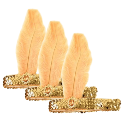 3x 1920s FLAPPER HEADBAND Headpiece Feather Sequin Charleston Costume Gatsby - Gold/Orange Payday Deals