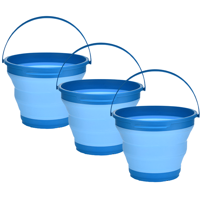 3x 7L Foldable Collapsible Silicone Bucket for Home/Hiking/Camping/Fishing -Blue Payday Deals