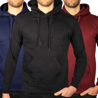 3x Adult Mens 100% Cotton Fleece Hoodie Jumper Pullover Sweater Warm Sweatshirt