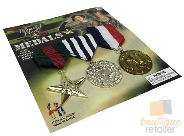 3x Army Solider Medals Combat Party Costume Halloween Fancy Dress Replica Payday Deals