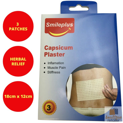 3x CAPSICUM PLASTER PATCHES Herbal Muscle Pain Inflammation Ache Relief Payday Deals