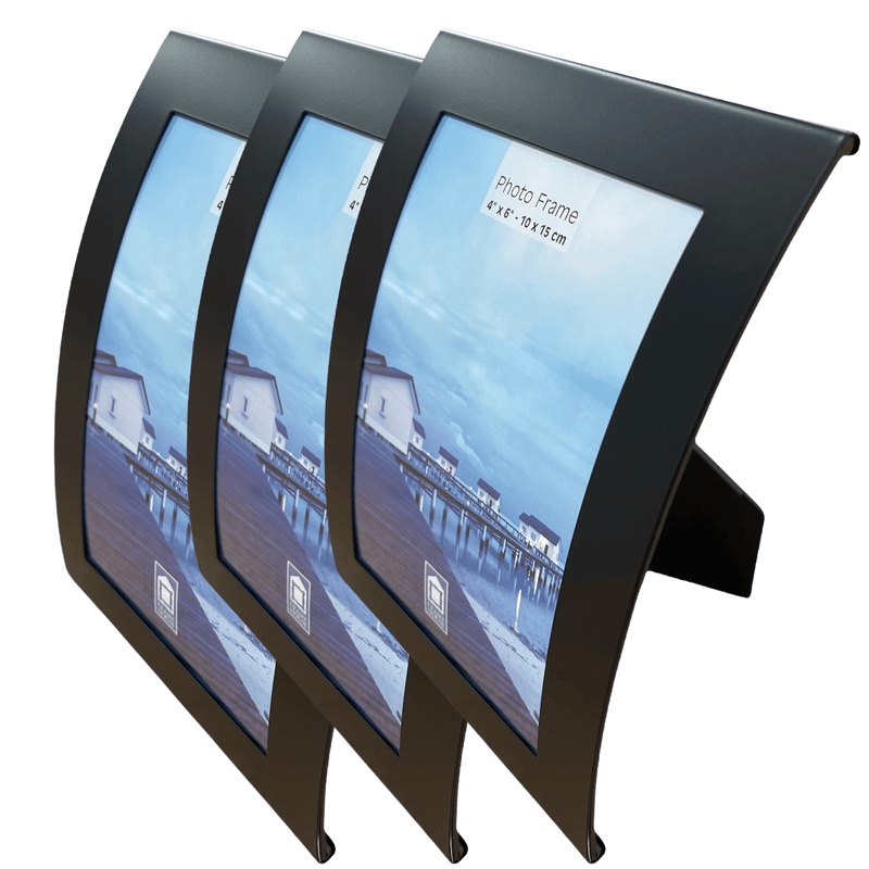 3x Curve Picture Photo Frame Curved Aluminium Portrait 10cm x 15cm (4"x6")  - Black Payday Deals