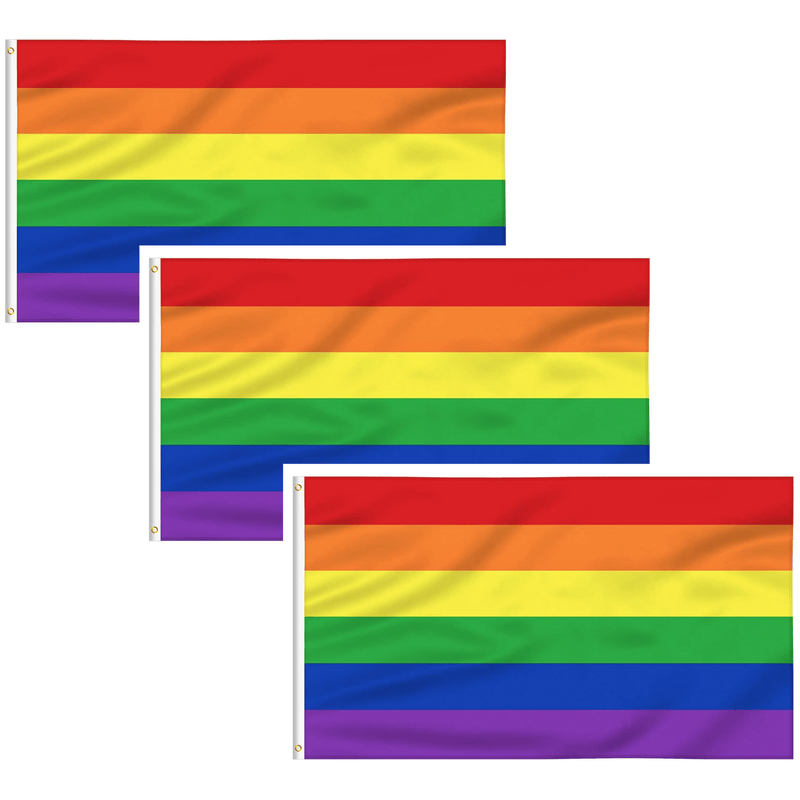 3x DELUXE RAINBOW GAY PRIDE FLAG Banner 150x90cm 3x5ft w Metal Eyelets BULK Payday Deals