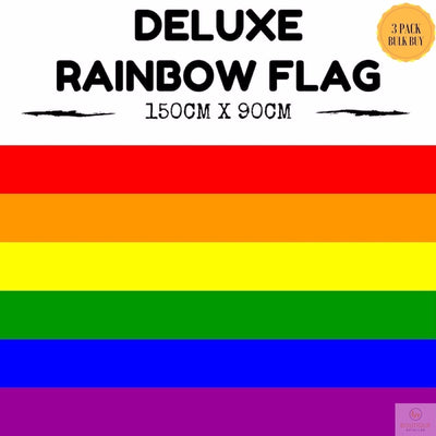 3x DELUXE RAINBOW GAY PRIDE FLAG Banner 150x90cm 3x5ft w Metal Eyelets BULK Payday Deals