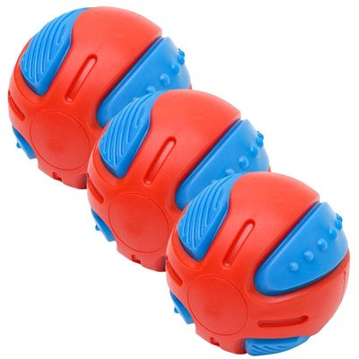 3x Dog Squeaky Ball Fun Training Indestructible Tooth Cleaning Puppy 8cm Payday Deals