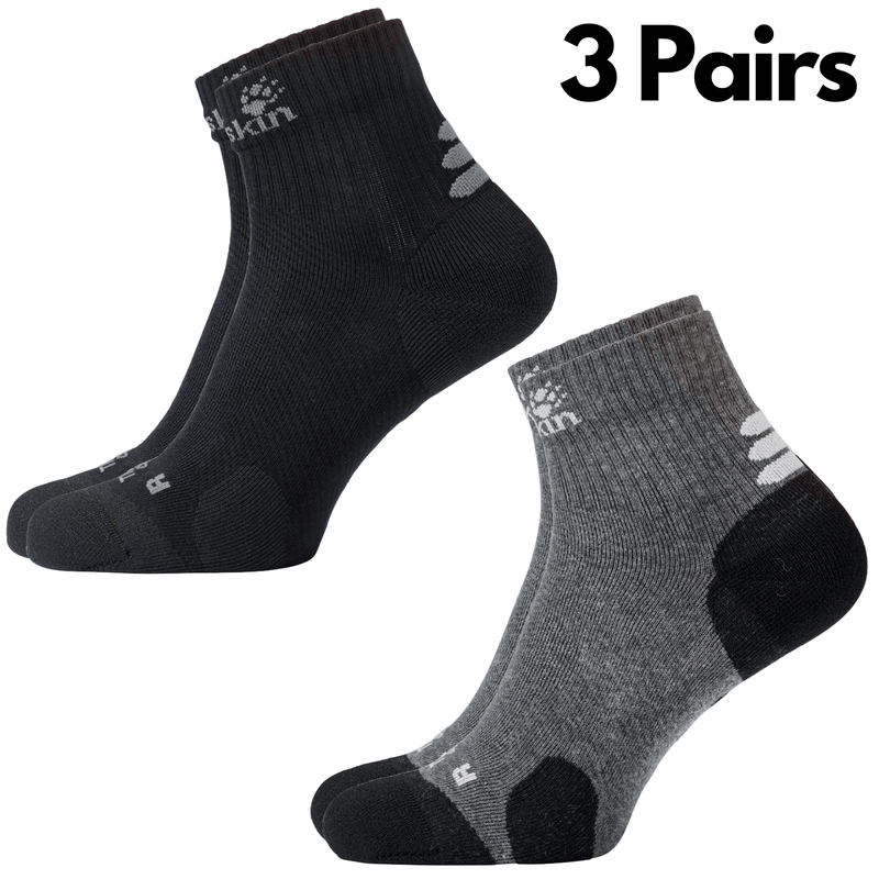 3x Jack Wolfskin Ankle Socks Travel Organic Cotton Mid Cut Hiking Trekking Payday Deals