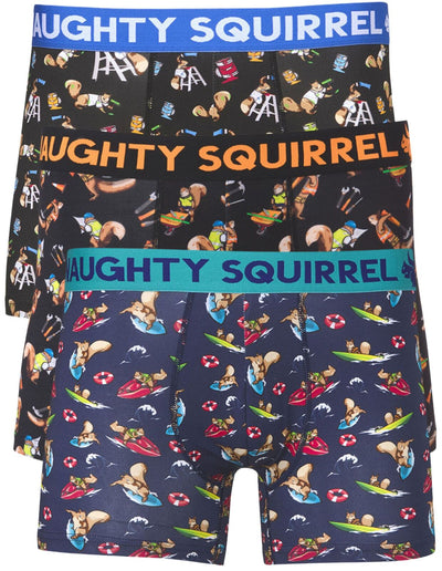 3x Naughty Squirrel® 4" Painting Mid-Length Trunk Tradie Boxer Brief - Assorted Colours Payday Deals